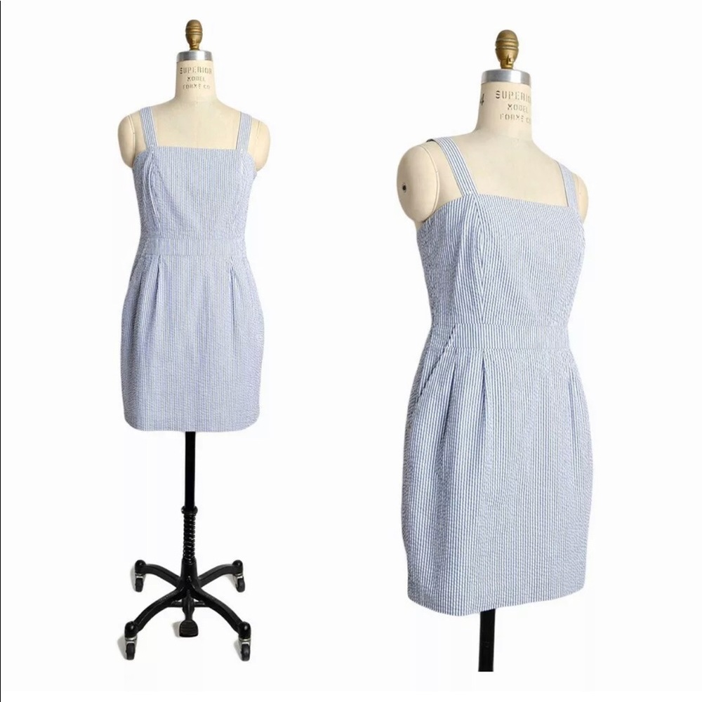 L.L.Bean Seersucker Fit-n-flare Dress with Pockets